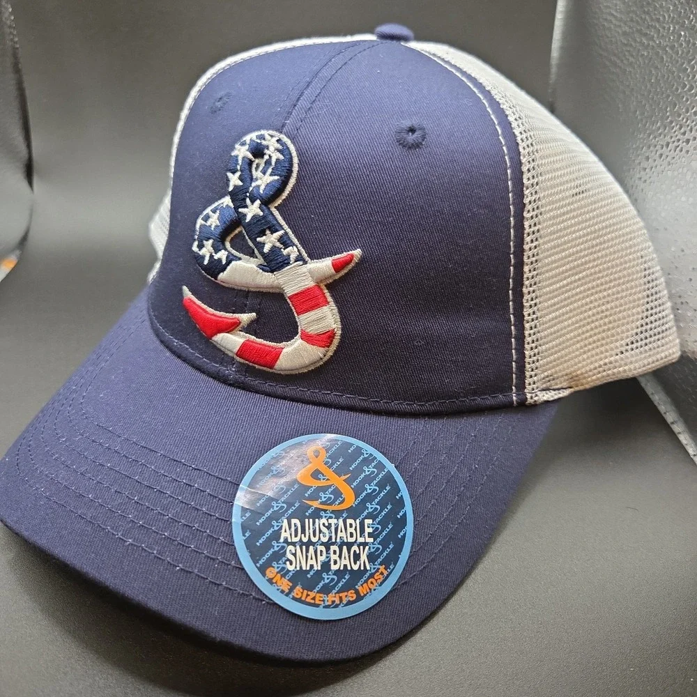 Hook & Tackle Fishing‎ Trucker Hat Mens OSFA USA Flag Anchor Snapback Navy New